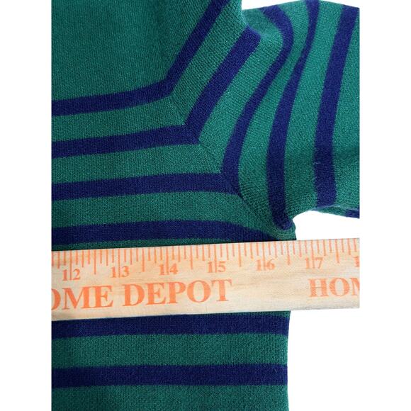 Maeve By Anthropologie Harmon Sweater Tee Green-Blue Stripes Short Sleeve Sz XS - Picture 7 of 10
